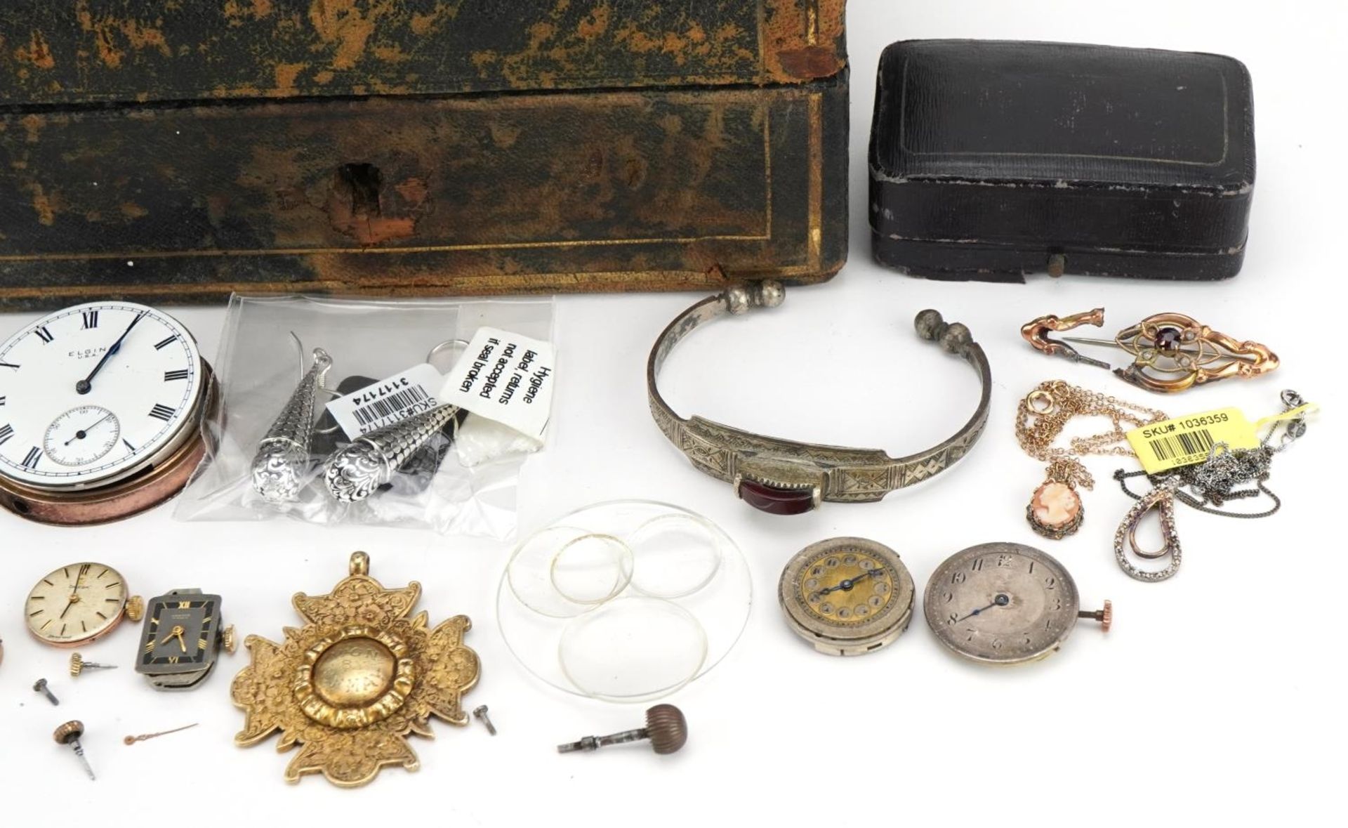 Antique and later jewellery including watch movements, unmarked gold brooch and an Elgin pocket - Bild 3 aus 3