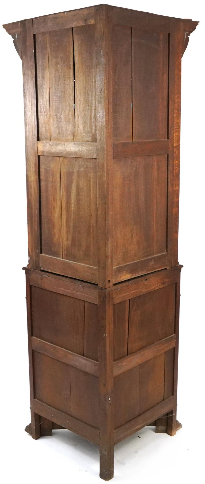 Carved oak corner cupboard with stained glass panel door above a drawer and cupboard door, 220cm - Bild 2 aus 2