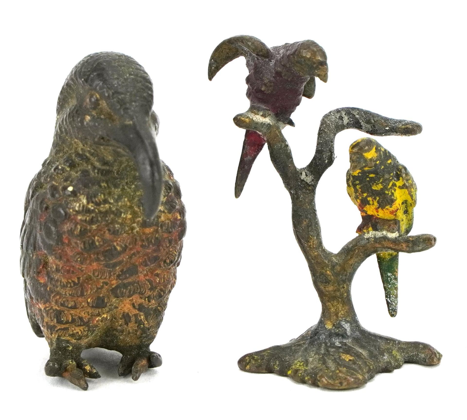 Austrian cold painted bronze animals including a curlew, 4.5cm high