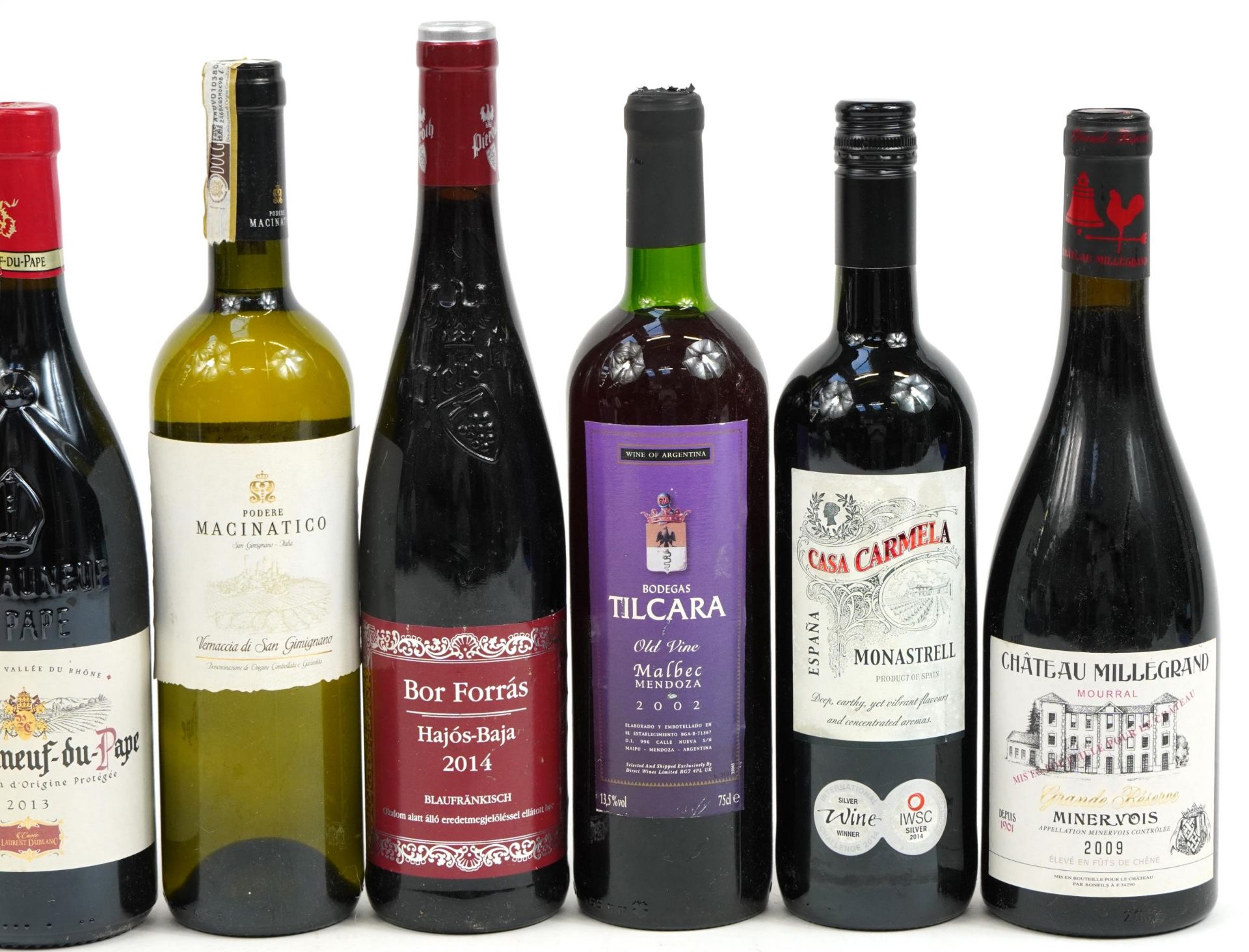 Seven bottles of wine including 2009 Chateau Millegrand Minervios, 2013 Chateau Neuf du Pape and - Image 3 of 3