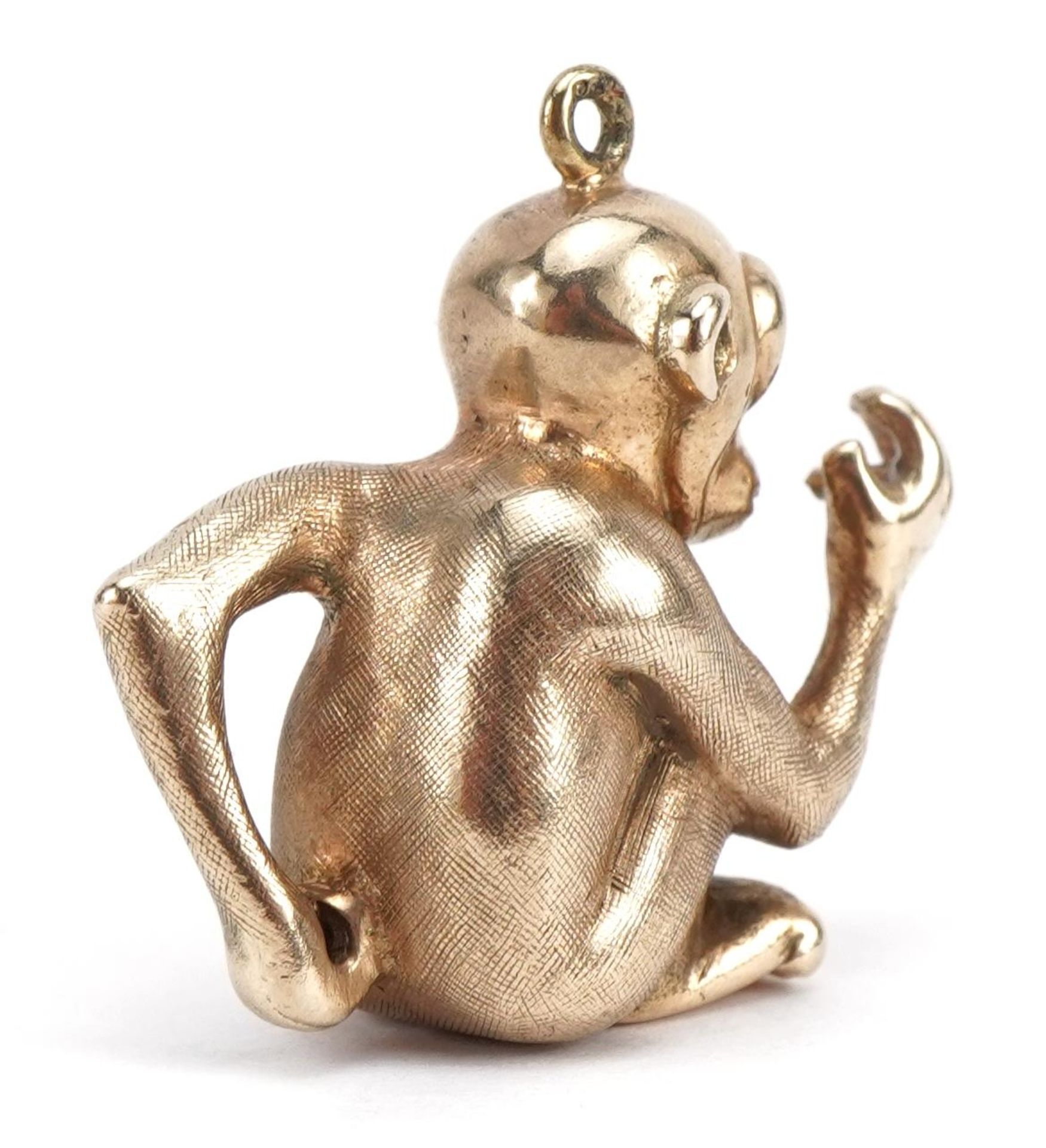 9ct gold monkey pendant with ruby set eyes, 2.3cm high, 6.8g - Image 3 of 3