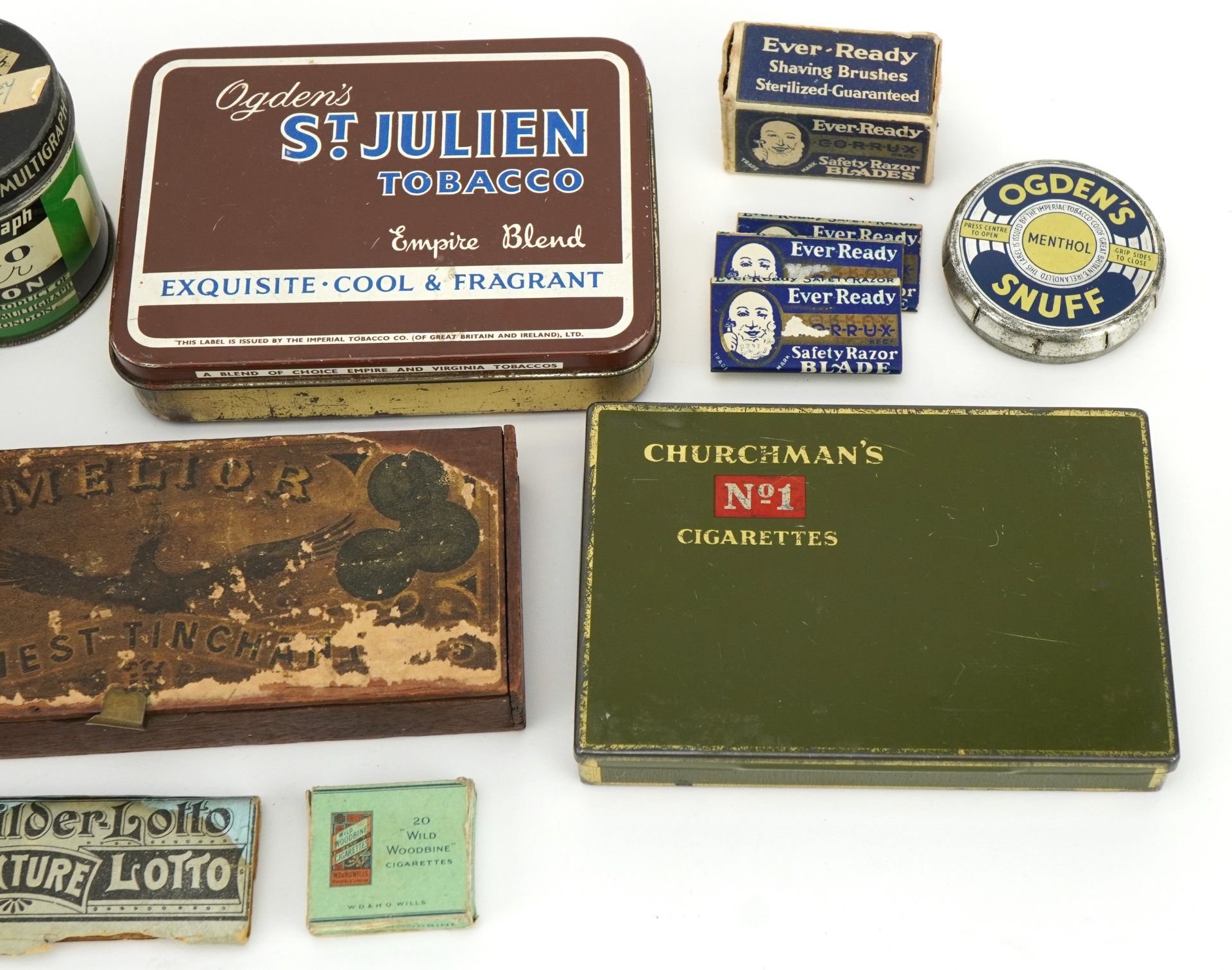 Vintage advertising including wooden Melior Tinchant box, tins and cardboard packets, some with - Bild 3 aus 3