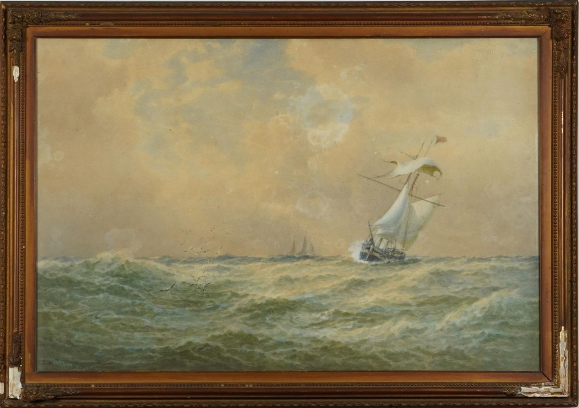 George Stanfield Walters - Ships at sea, late 19th century maritime interest heightened watercolour, - Bild 2 aus 5