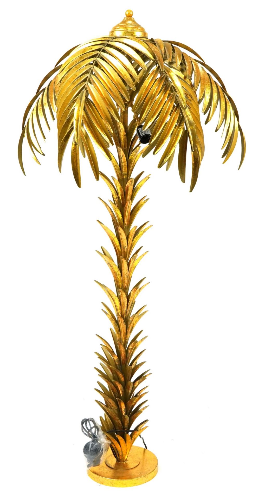 Hollywood Regency style floor standing gilt metal palm tree design standard lamp, 158cm high - Bild 2 aus 2