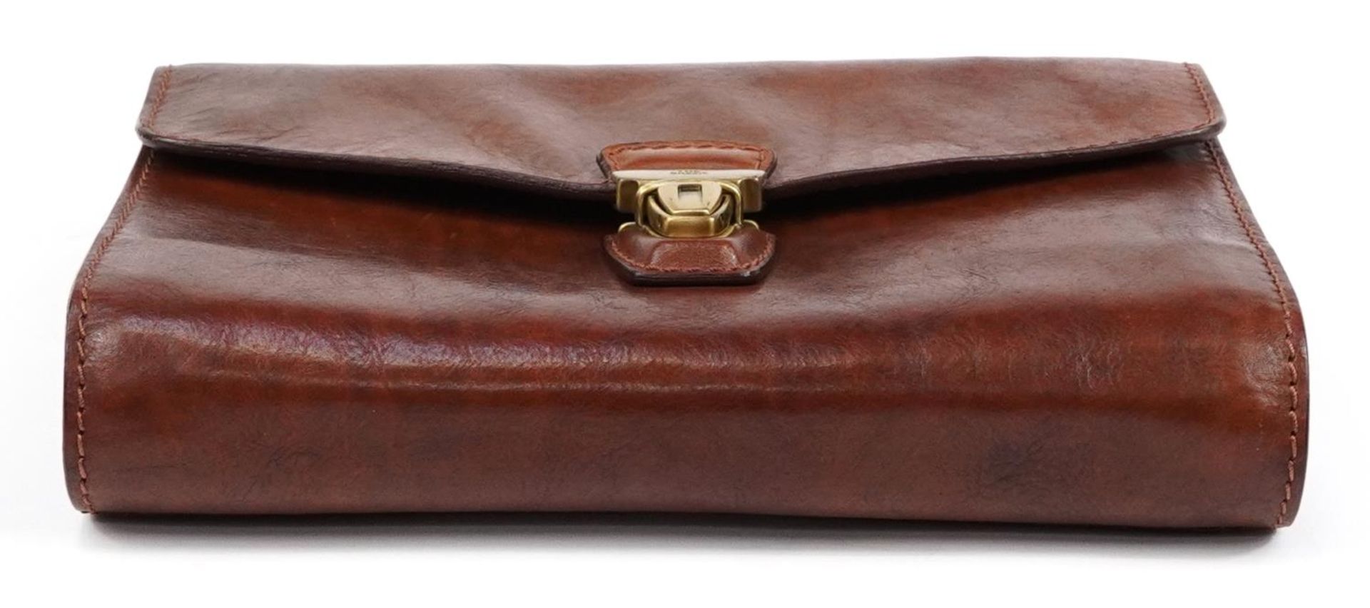 The Bridge, Italian brown leather clutch bag with cloth protective bag, 25.5cm wide - Image 6 of 6