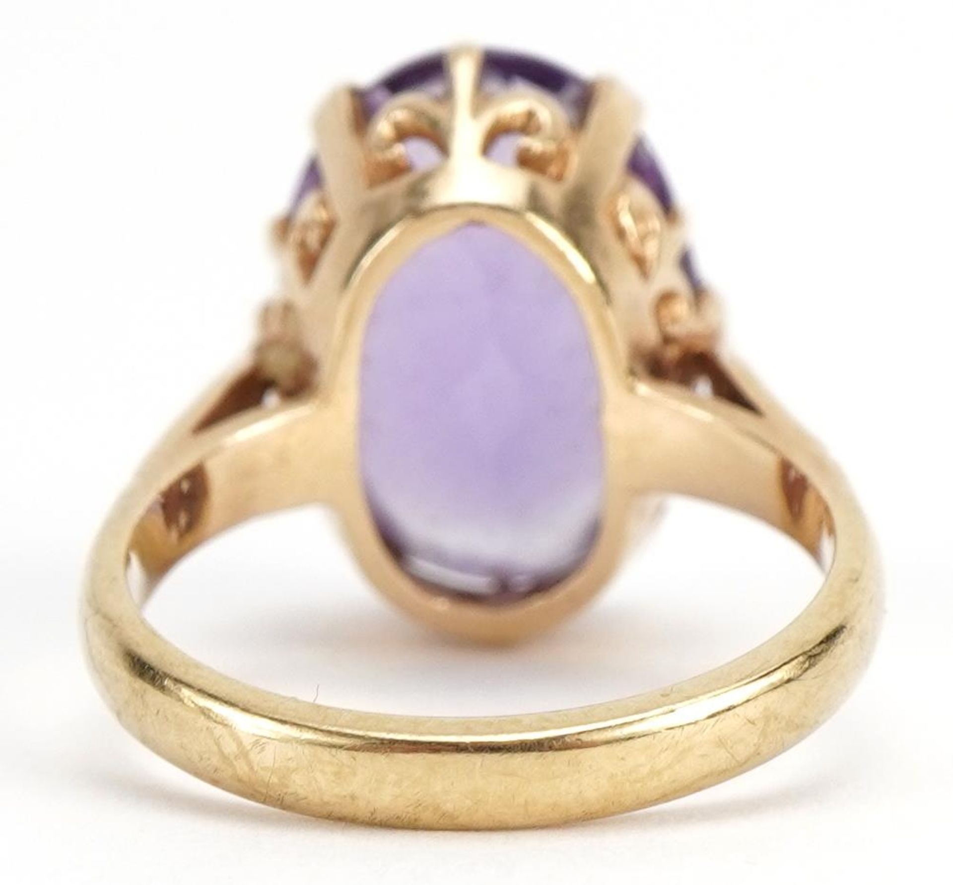 9ct gold amethyst solitaire ring, Birmingham 1973, size I, 3.5g - Bild 2 aus 3