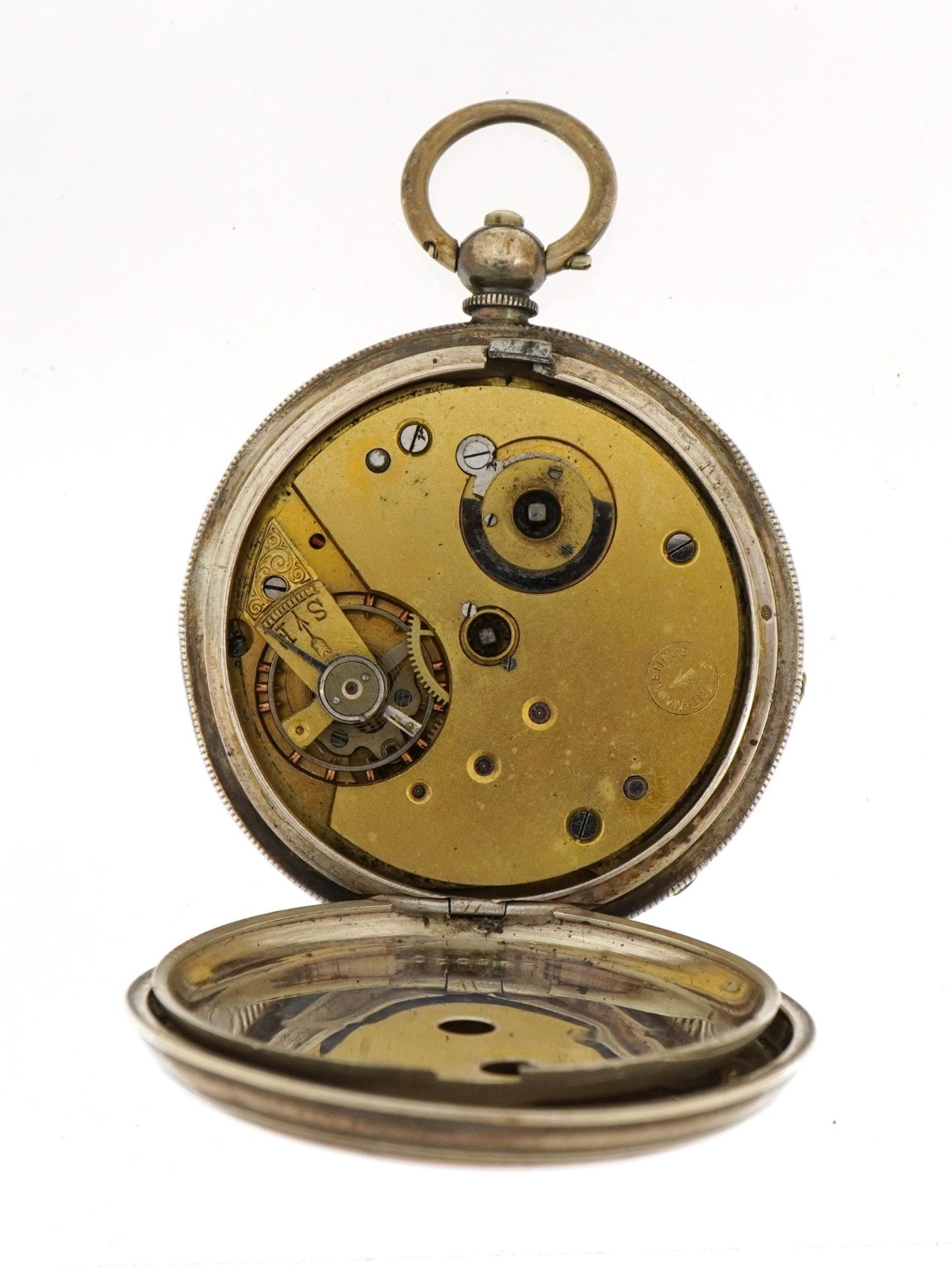 Gentlemen's silver open face pocket watch with subsidiary dial housed in a velvet and silk lined - Bild 3 aus 7