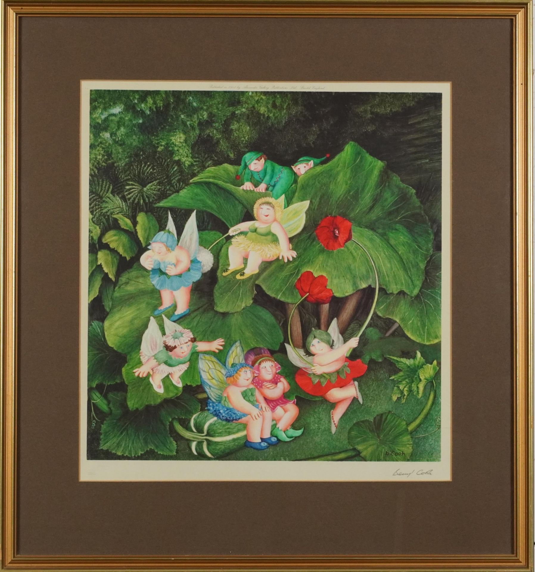 Beryl Cook - Fairy Dell, pencil signed print in colour with embossed watermark, mounted, framed - Bild 2 aus 5