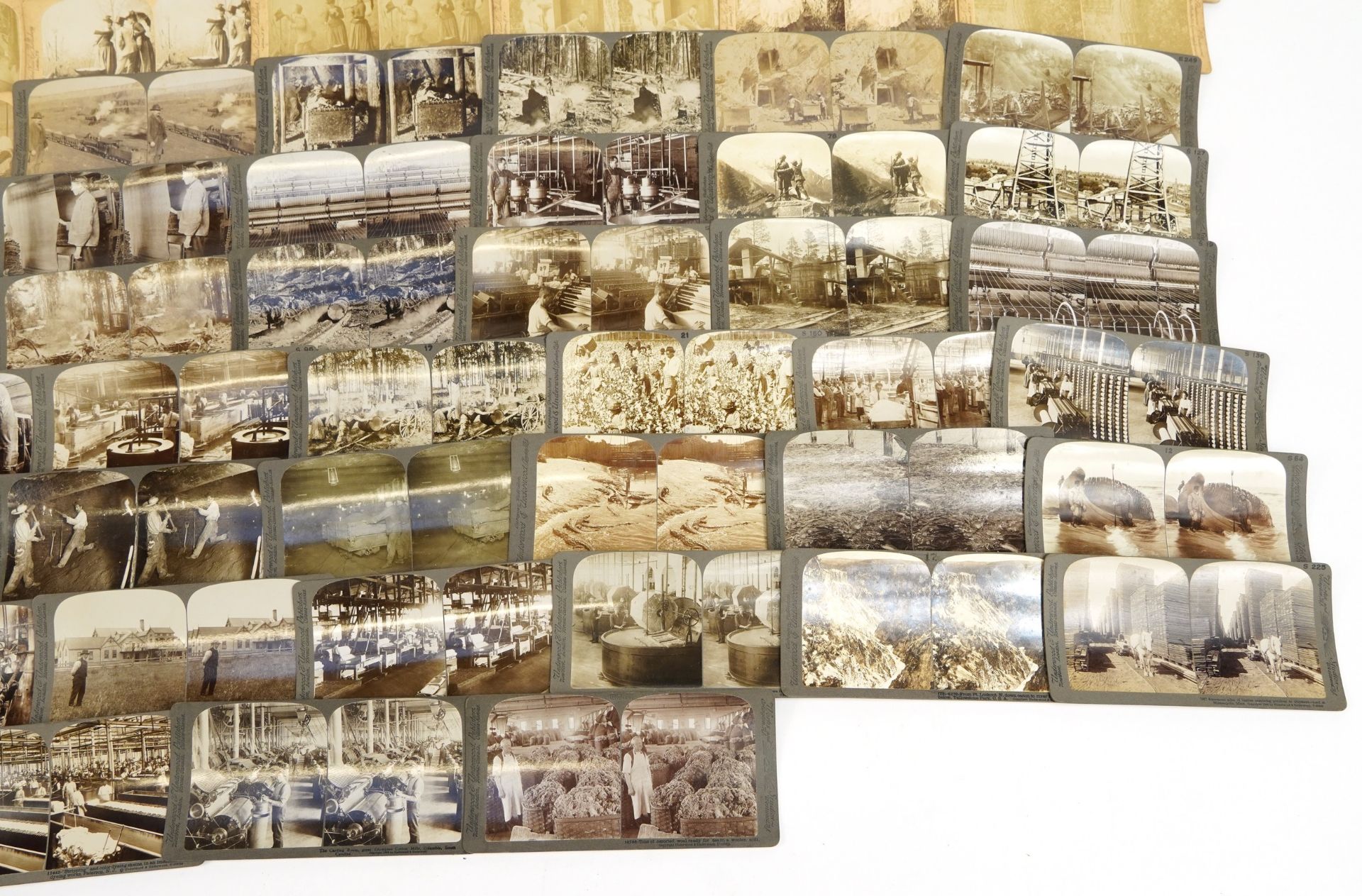 Collection of Underwood stereoscopic view cards including open pit iron mining - Image 5 of 5