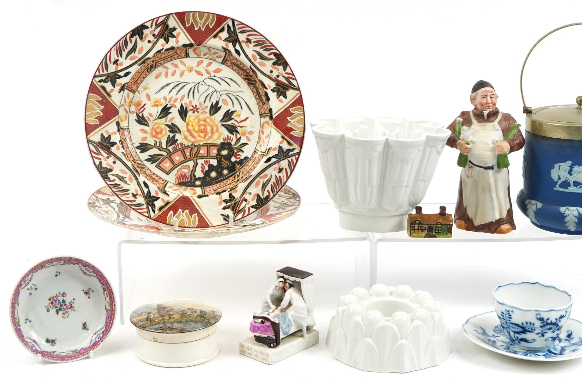 19th century and later ceramics including Meissen cup and saucer, Newhall dish, Prattware pot - Image 2 of 3