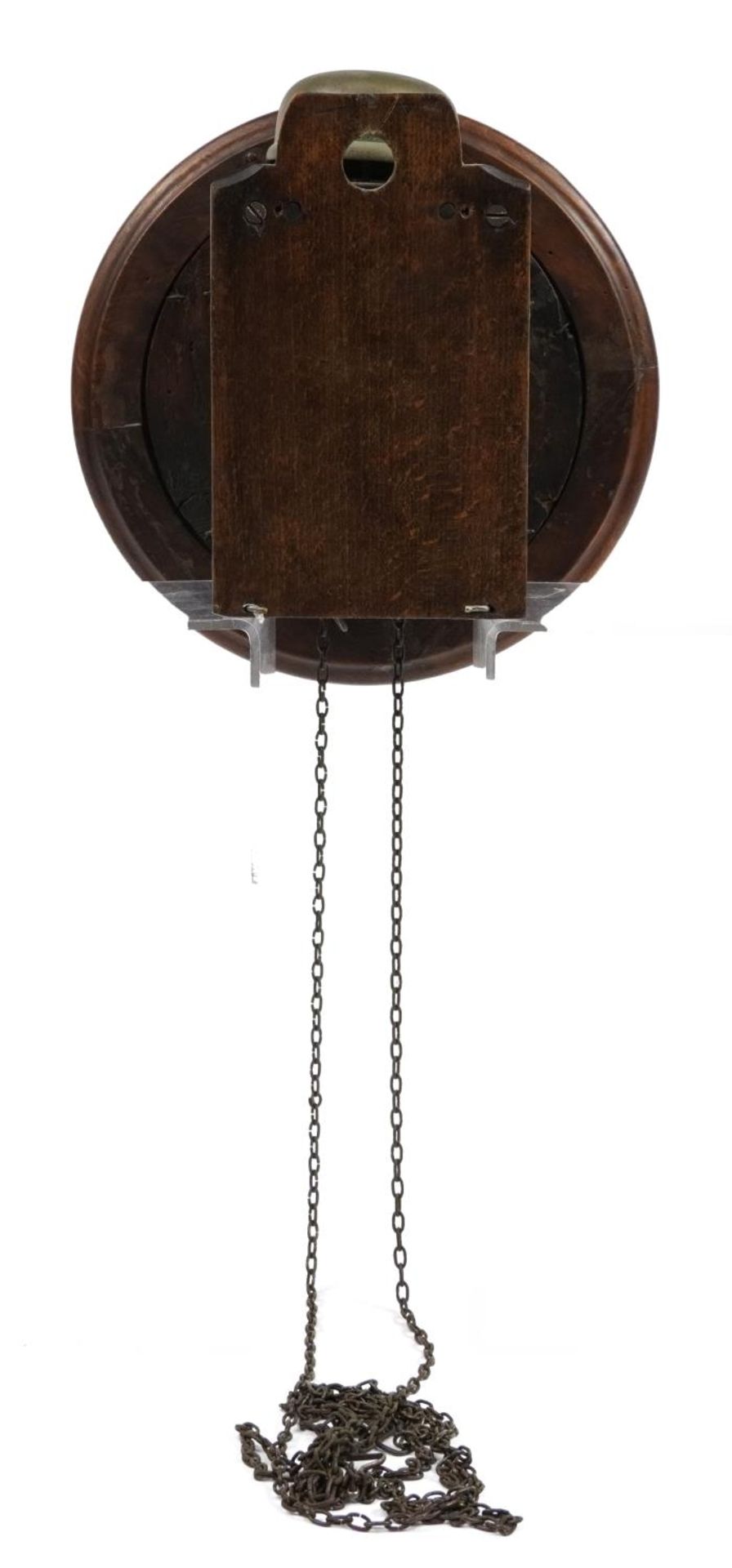 Victorian mahogany postman's wall clock with Roman numerals, 27cm in diameter - Image 2 of 4