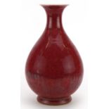 Chinese porcelain vase having a sang de boeuf glaze, six figure character marks to the base, 31cm