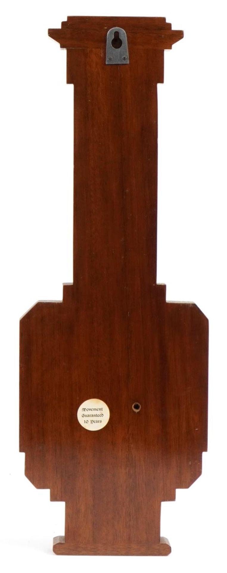 Art Deco inlaid walnut aneroid wall barometer with thermometer, 56.5cm high - Bild 3 aus 4