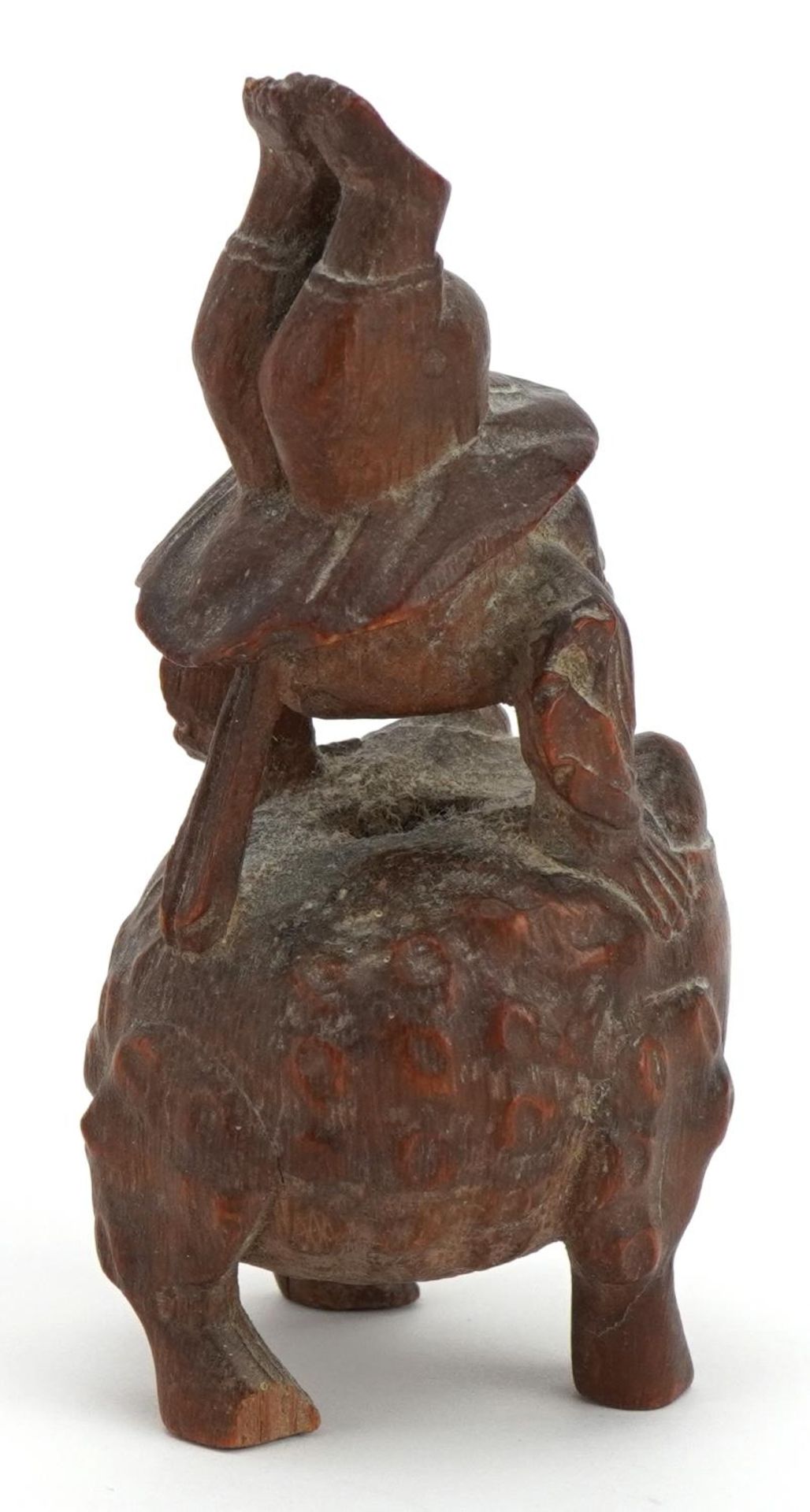 Chinese bamboo carving of an acrobat on frog, 11cm high - Bild 3 aus 4