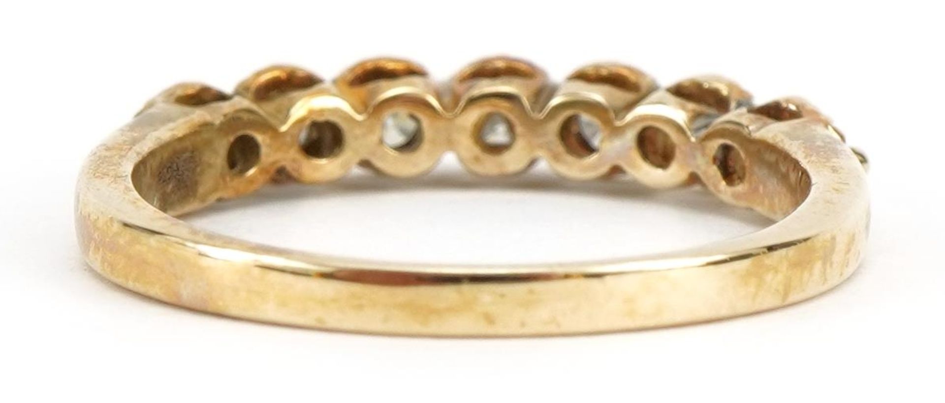 9ct gold diamond half eternity ring, size P, 2.5g - Image 2 of 3
