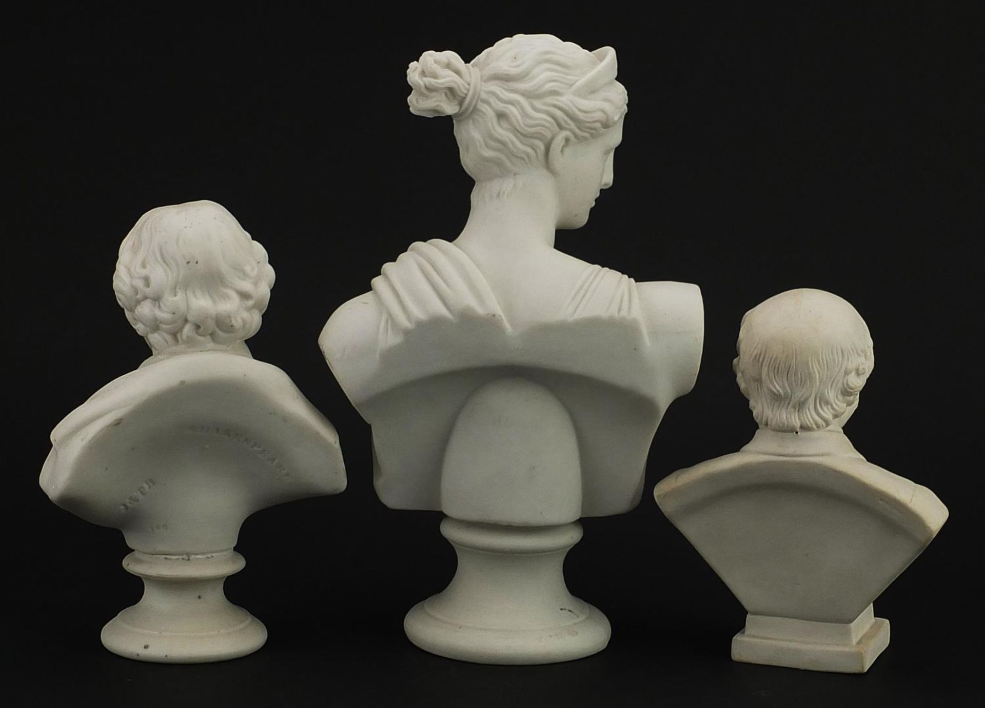 Three parian ware busts comprising Shakespeare by James and Thomas Bevington, Wordsworth by W H Goss - Image 2 of 5