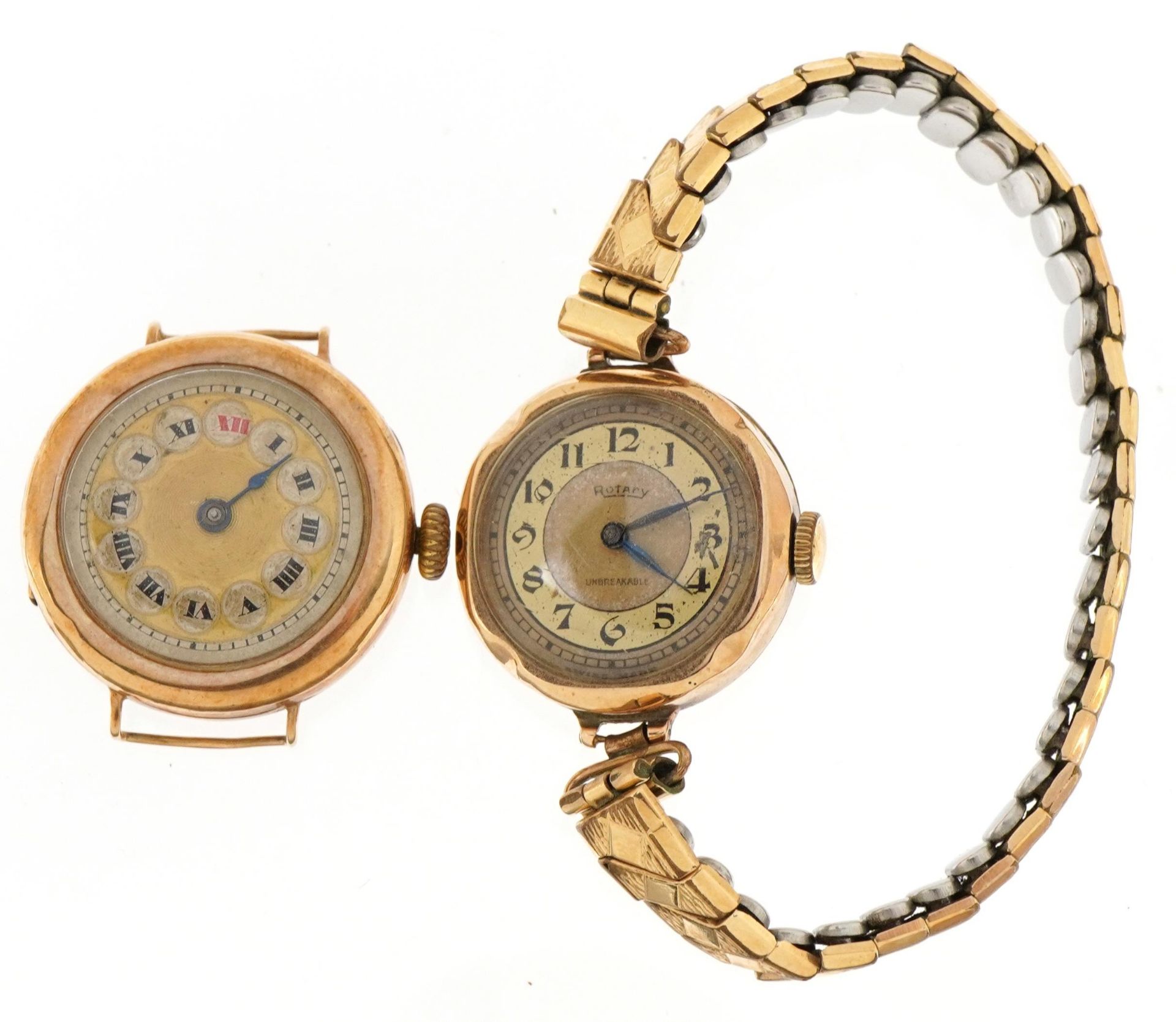 Two 9ct gold ladies wristwatches, the largest 25mm in diameter - Bild 2 aus 5