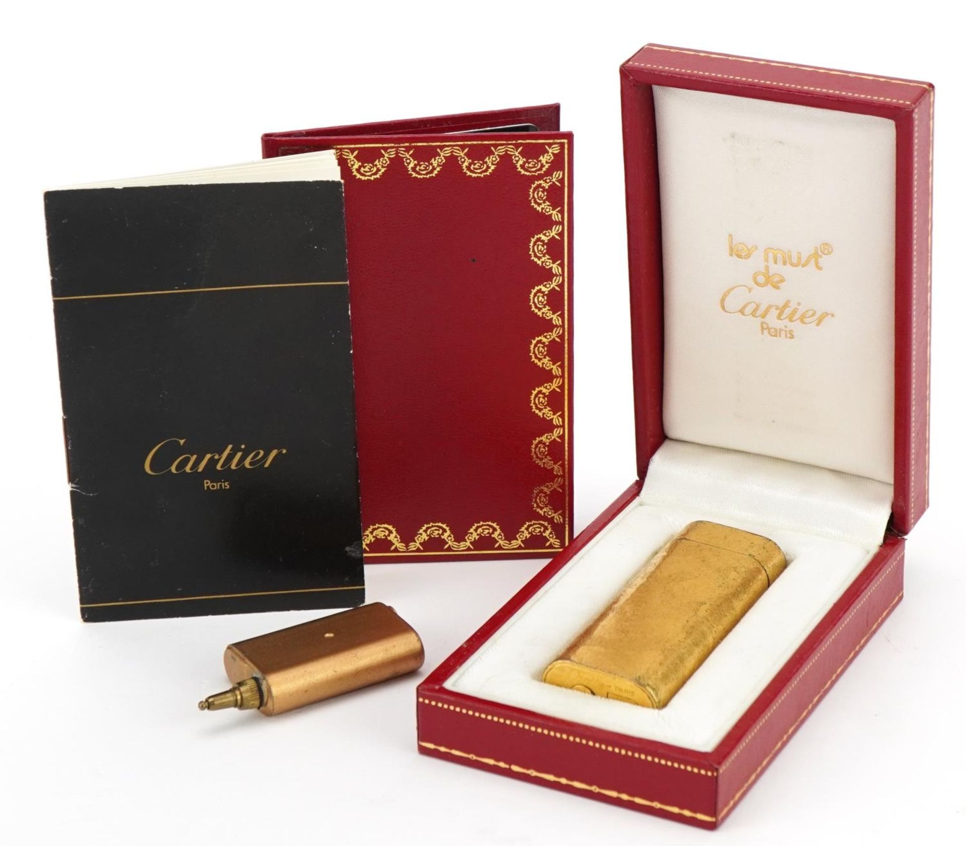 Cartier gold plated pocket lighter with fitted box, guarantee card and wallet - Bild 2 aus 5