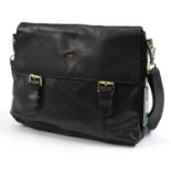 Tumble & Hide, Italian black leather shoulder bag with cloth protector bag, 40cm wide