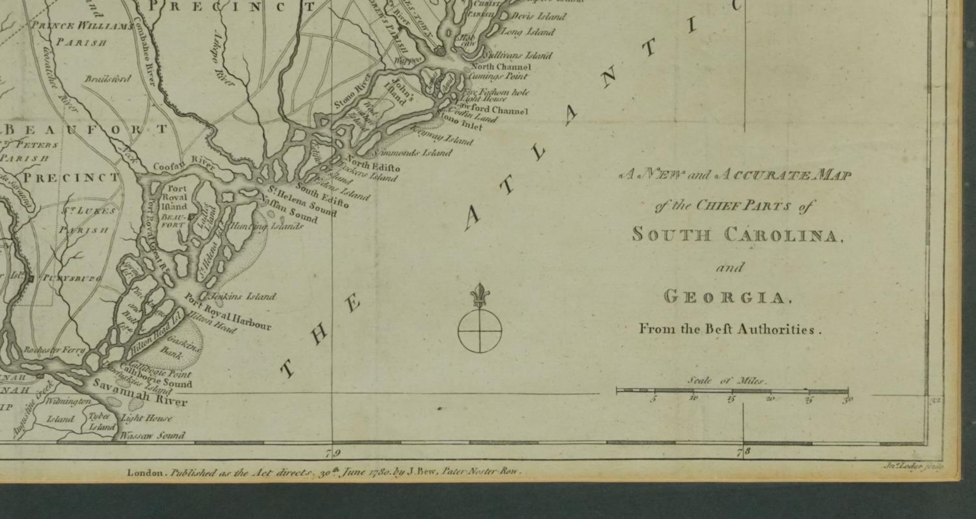 New and Accurate Map of The Chief Parts of South Caroline and Georgia, 18th century map published - Image 3 of 5