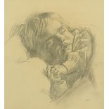 A Neville Lewis - Sleeping child, signed South African pencil sketch, mounted, framed and glazed,