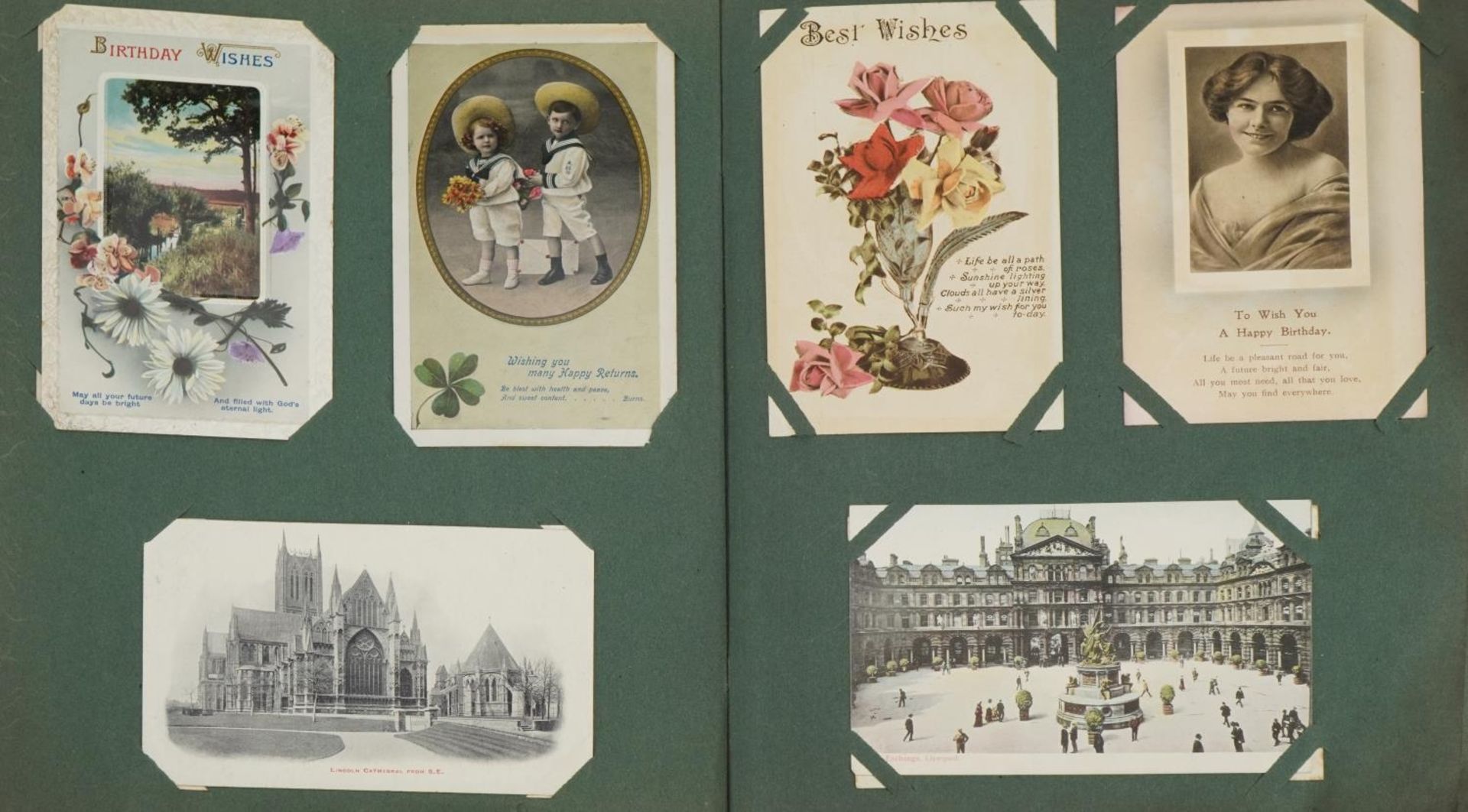 Early 20th century and later topographical and social history postcards arranged in an album, some - Bild 4 aus 6