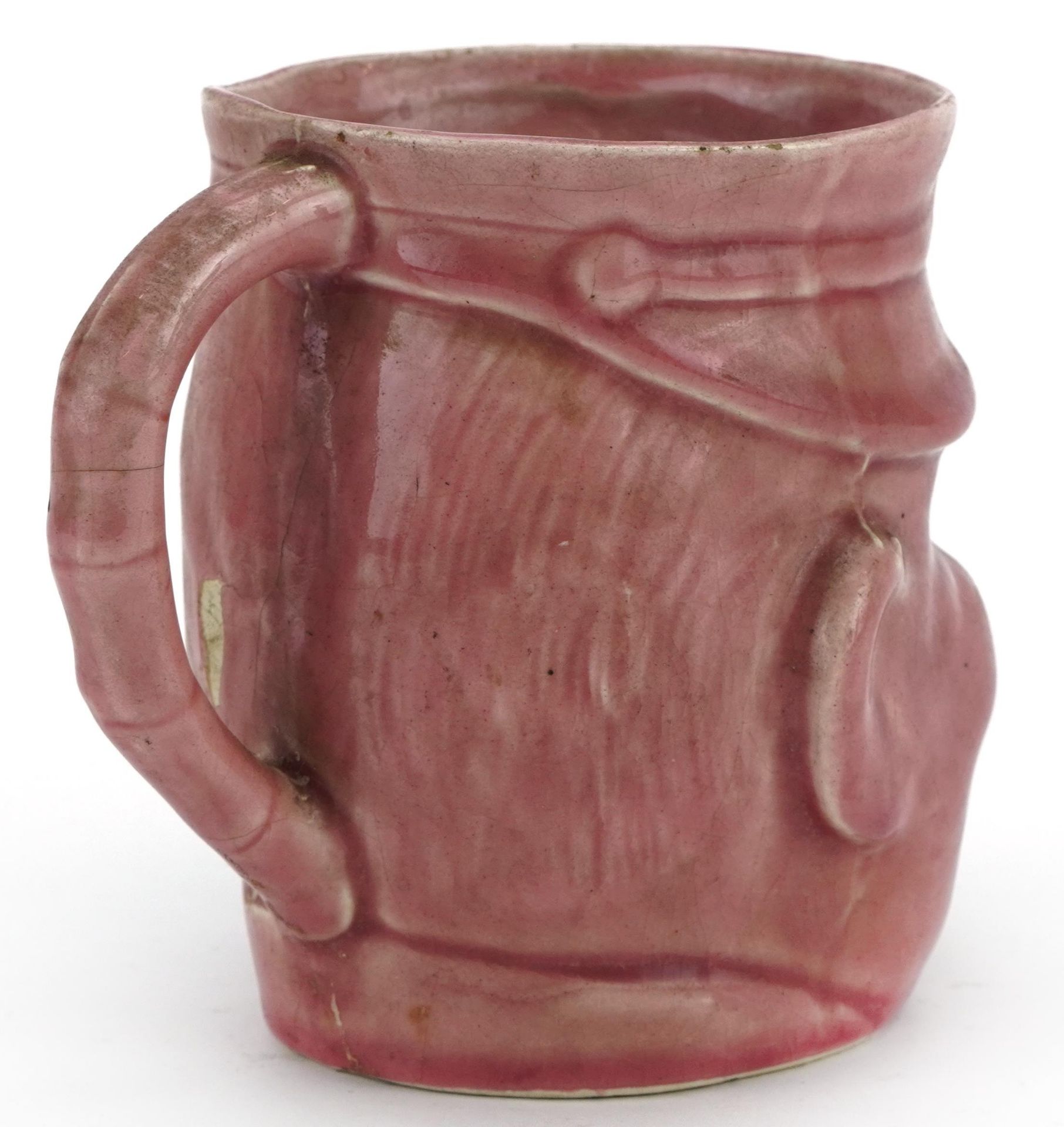 Military interest pink glazed mug in the form of a Bruce Bairnsfather's Old Bill, 11.5cm high - Bild 2 aus 3