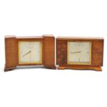 Two Art Deco Elliott walnut mantle clocks one retailed by Garrard & Co 12 Regent Street London,