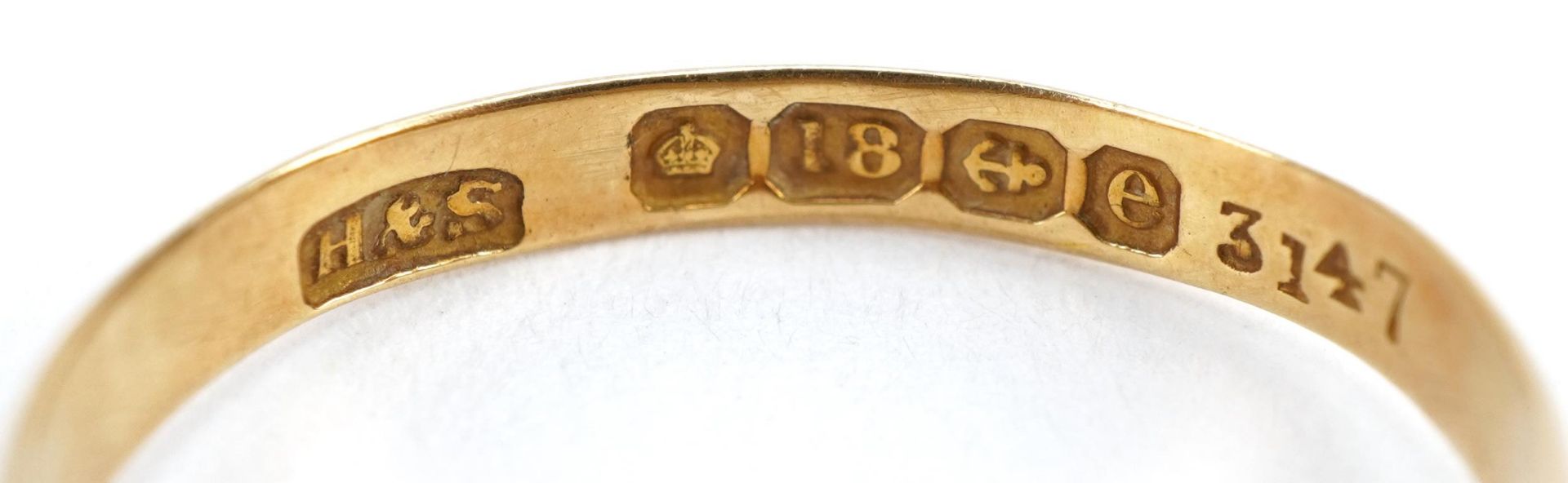 Edwardian 18ct gold diamond boat ring, Birmingham 1904, size L, 1.7g - Bild 3 aus 3