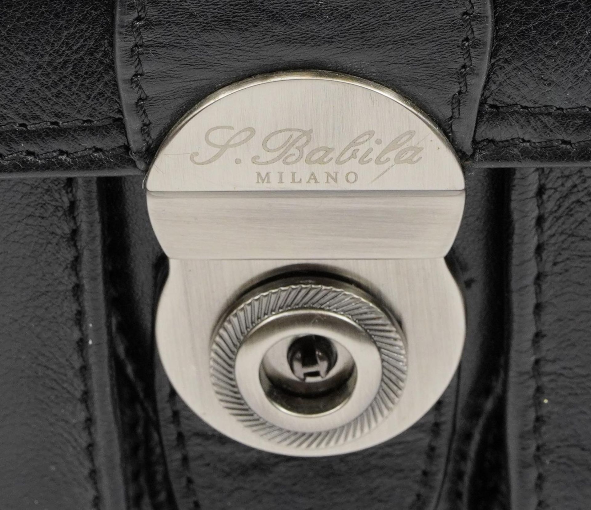 S Babila, Italian black leather briefcase bag, 42cm wide - Bild 4 aus 5