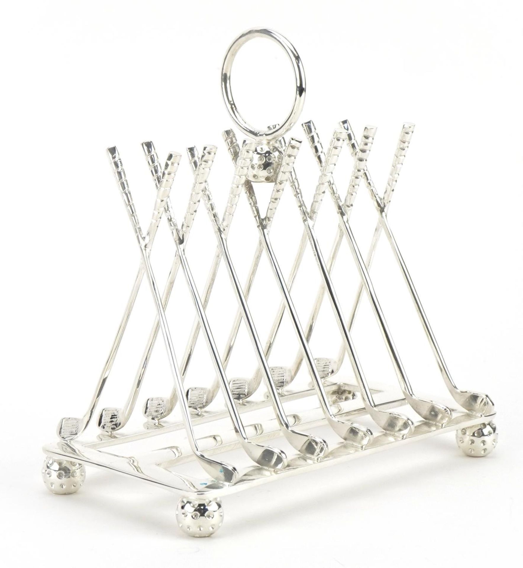 Gold club design silver plated six slice toast rack, 16cm wide - Bild 2 aus 4