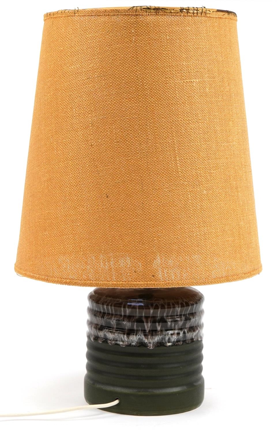 West Germany pottery cylindrical table lamp with shade, 62cm high - Image 2 of 3