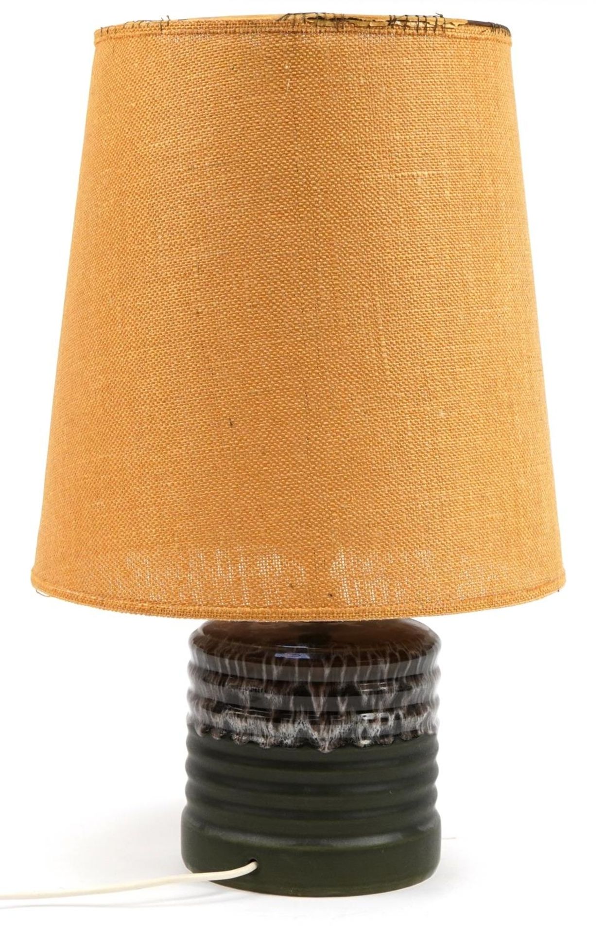 West Germany pottery cylindrical table lamp with shade, 62cm high - Bild 2 aus 3