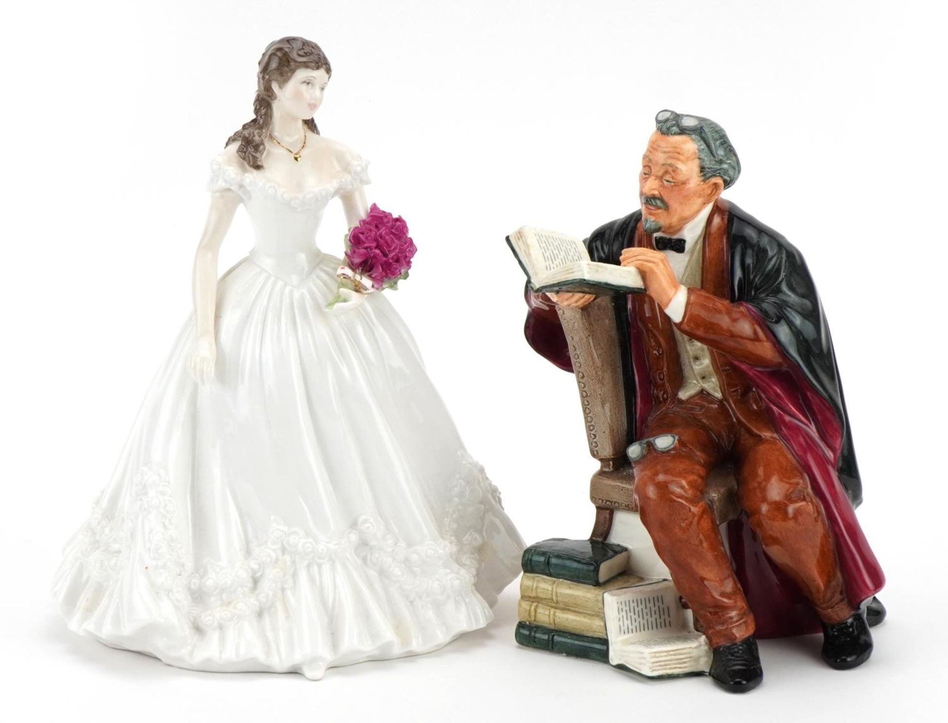 Royal Worcester anniversary figurine of the year 2000 and Royal Doulton figurine The Professor,