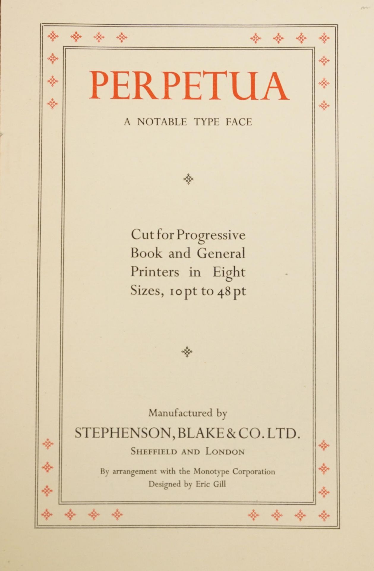 Perpetua, A Notable Type Face by Eric Gill, published by Stephenson, Blake & Co Ltd - Bild 2 aus 3