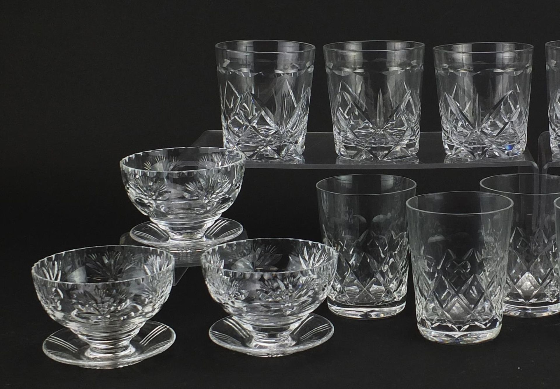 Cut glassware comprising set of six tumblers, set of six sundae dishes and five other tumblers - Image 2 of 3