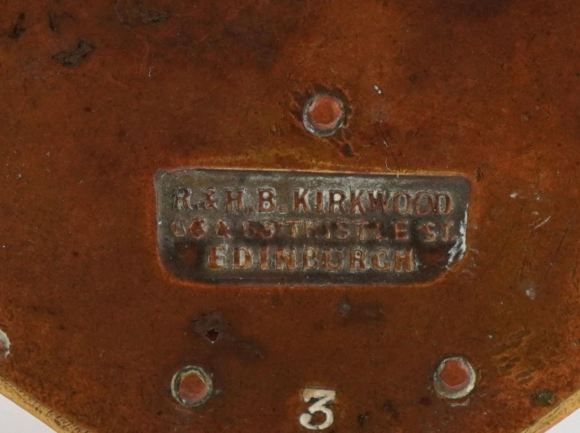 Victorian military interest silver and brass Scottish clan plaque impressed R & H B Kirkwood - Bild 4 aus 4