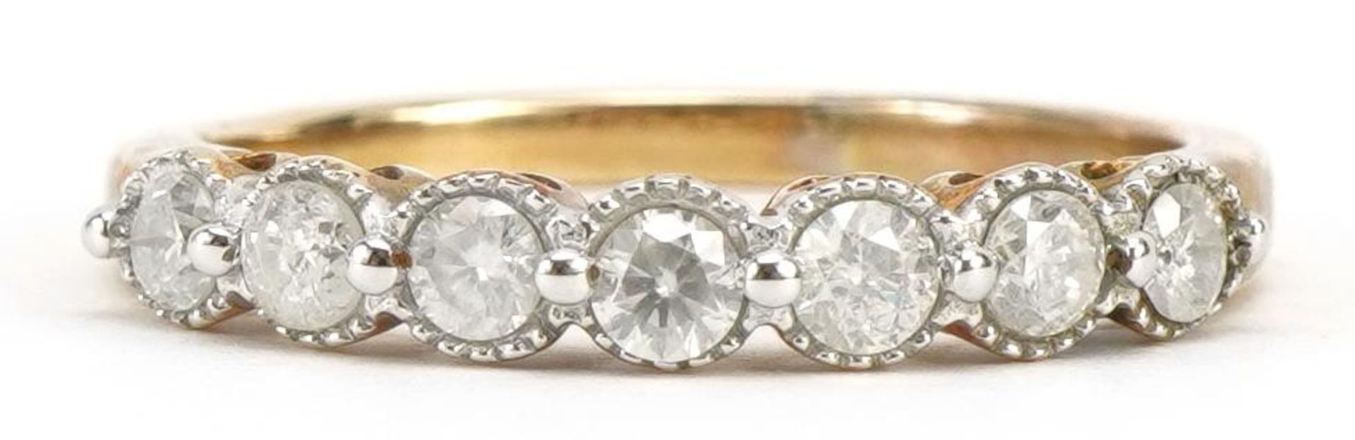 9ct gold diamond half eternity ring, size P, 2.5g