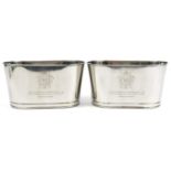 Pair of Champagne ice buckets with Napoleon Bonaparte and Lily Bollinger mottos, 18cm H x 34.5cm W x