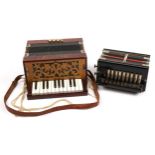 Two vintage accordions comprising Empress Accordeon and Tonella, the largest 29cm wide