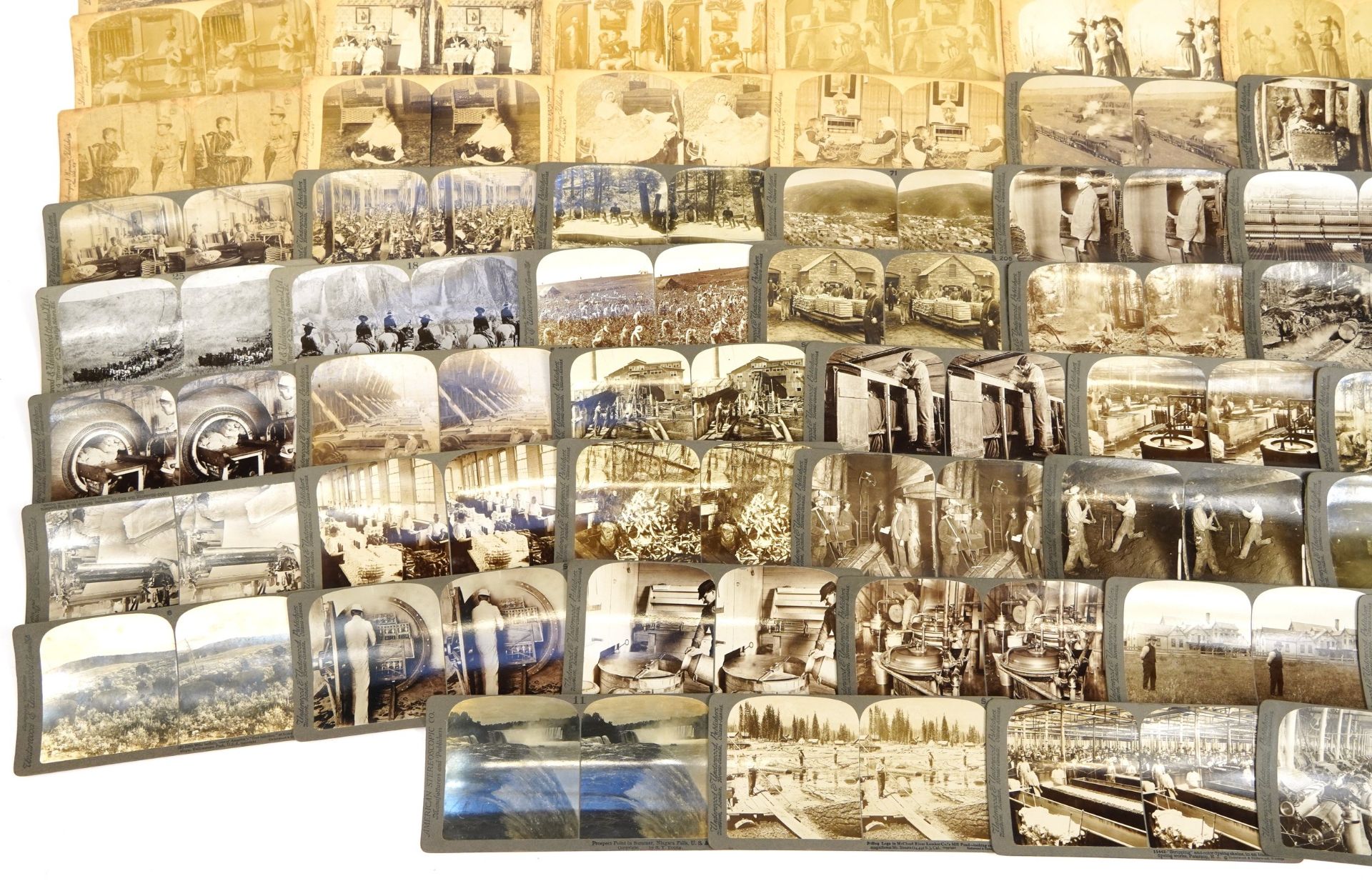 Collection of Underwood stereoscopic view cards including open pit iron mining - Image 4 of 5