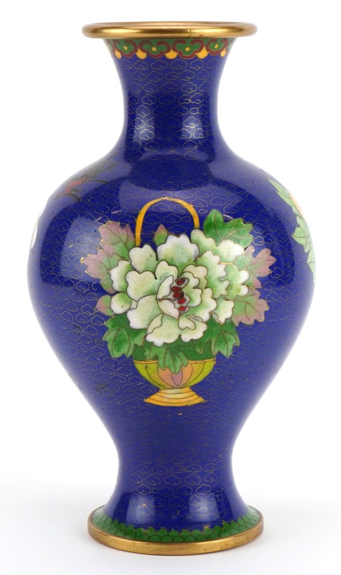 Chinese cloisonne vase enamelled with flowers, character marks to the base, 21cm high - Image 2 of 4