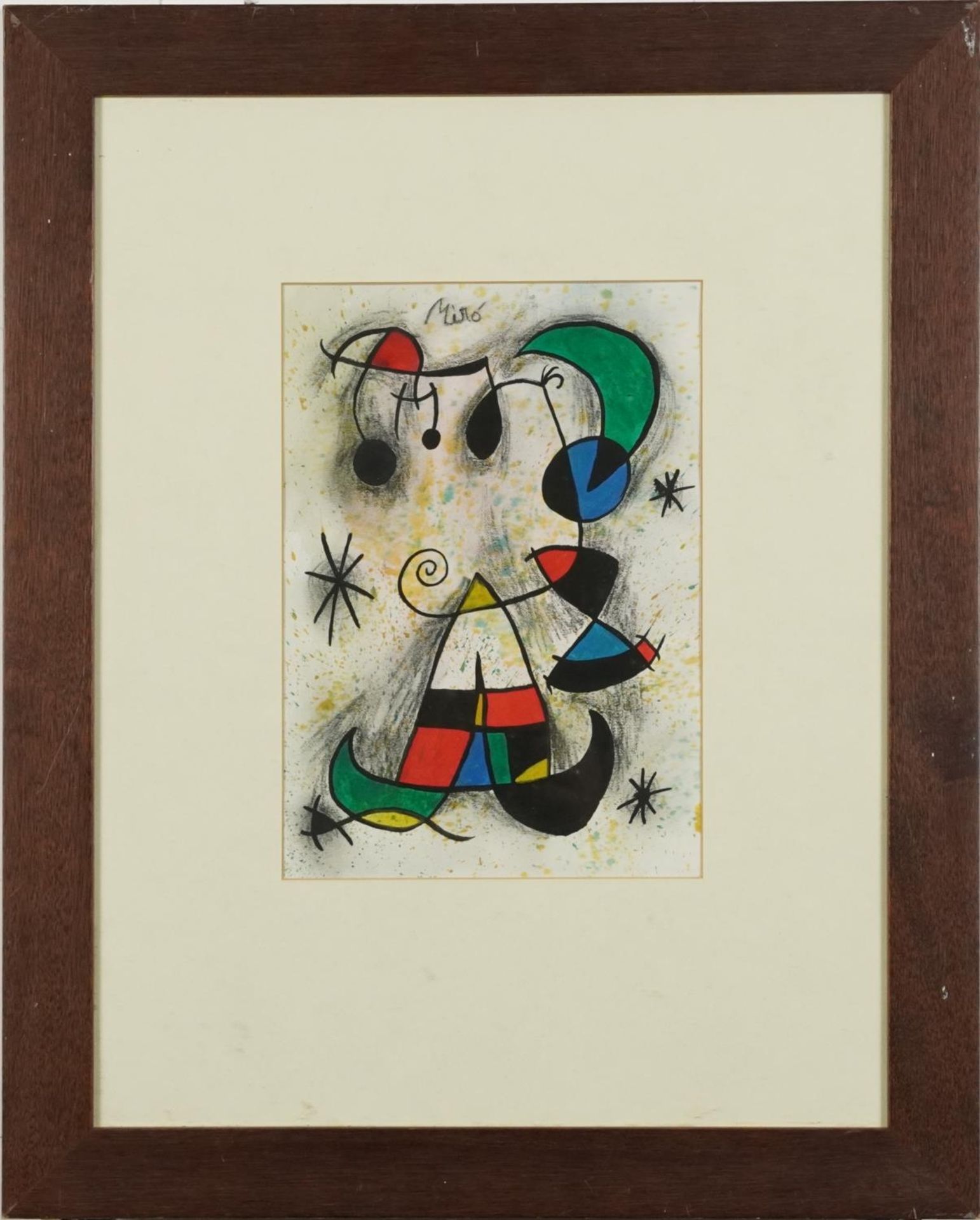 After Joan Miro - Abstract composition, European school mixed media on paper, mounted, framed and - Image 2 of 5