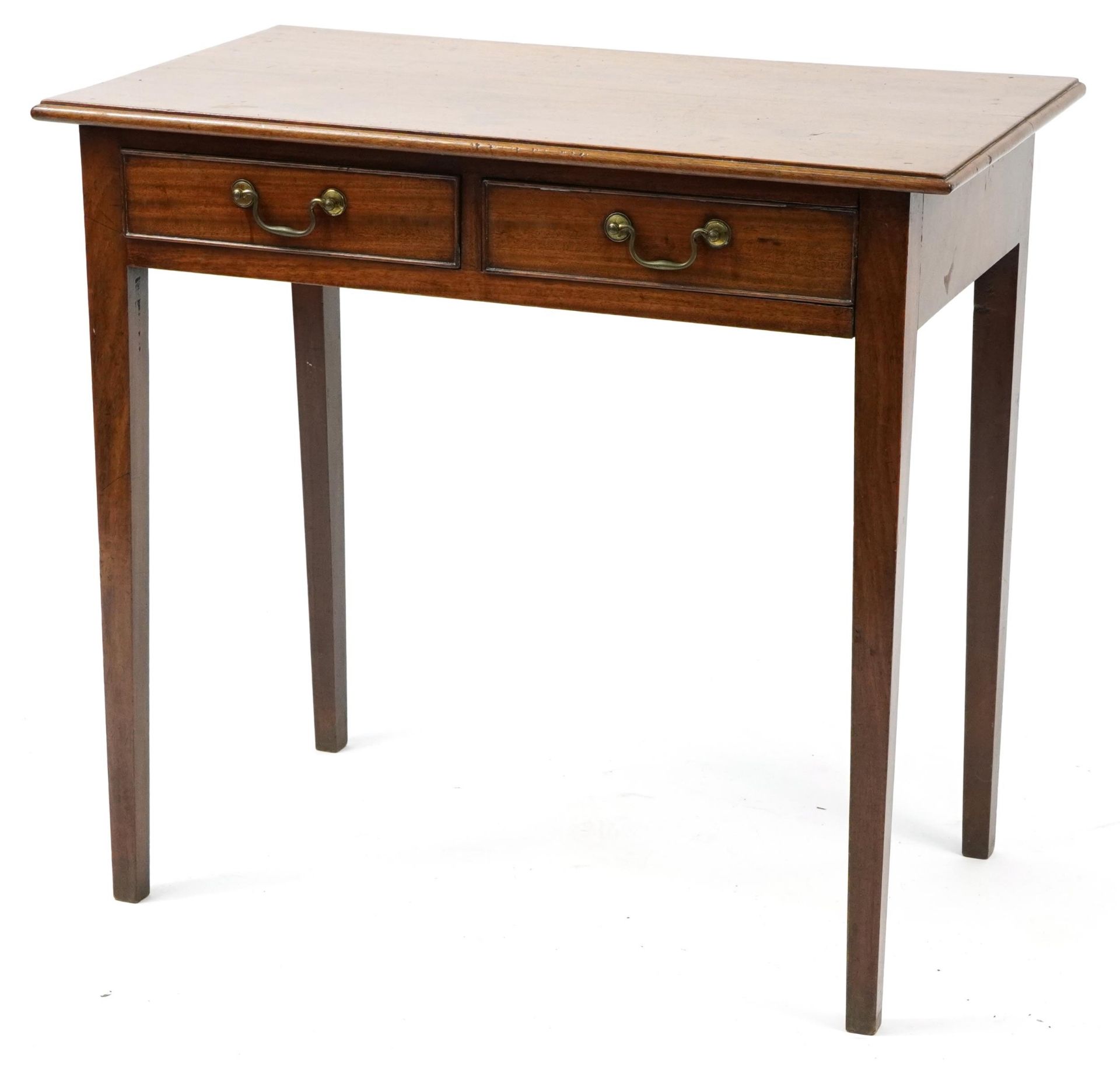 Walnut side table with two frieze drawers, 73cm H x 79cm W x 45cm D