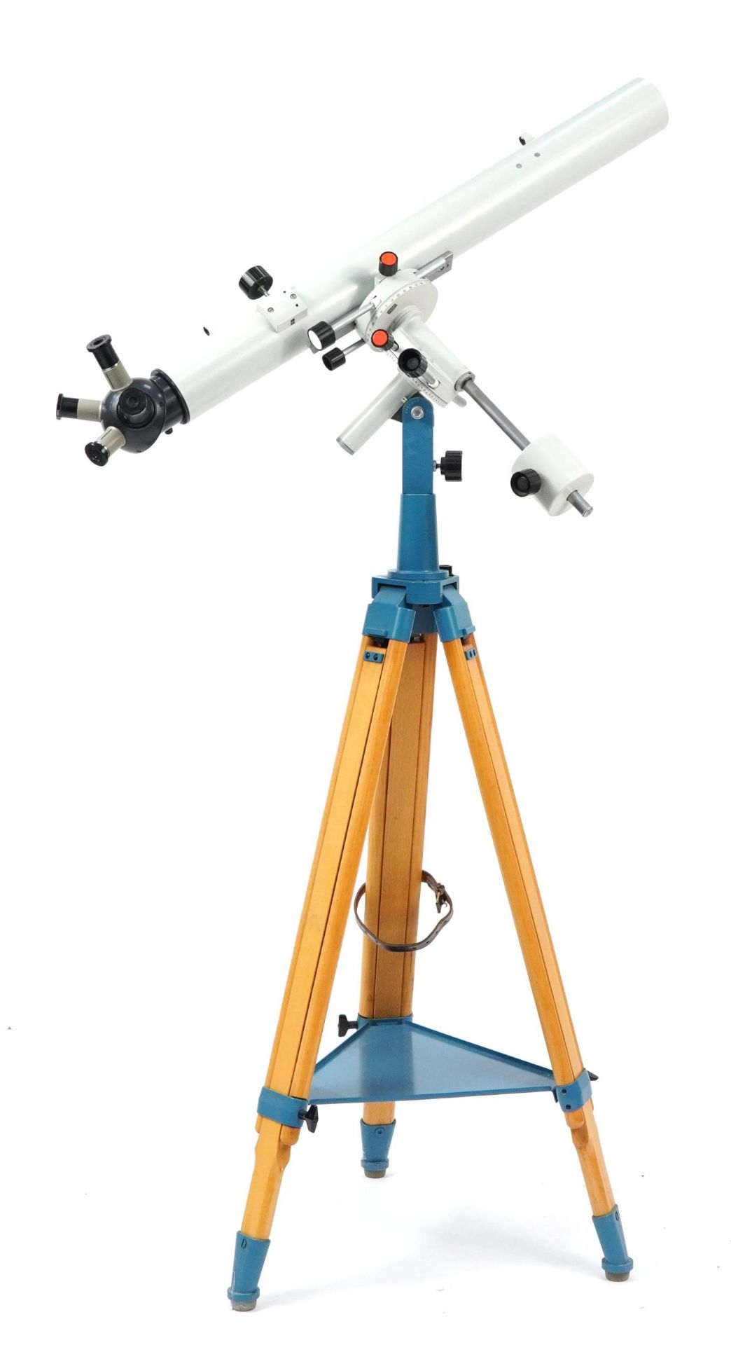 Carl Zeiss Jena floor standing telescope with tripod stand, approximately 157cm high when level - Bild 2 aus 2