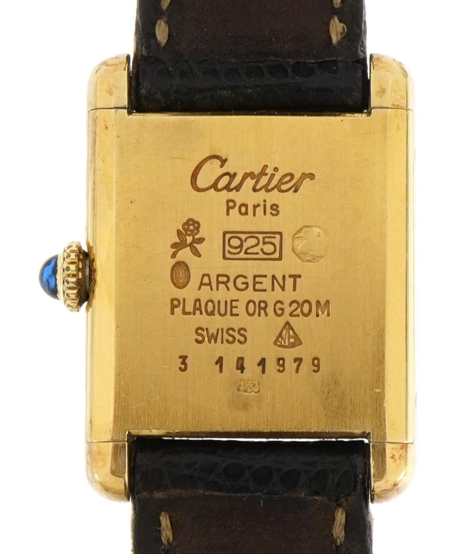 Cartier, vintage ladies Cartier Must De Cartier silver gilt wristwatch with certificate of origin - Bild 3 aus 6