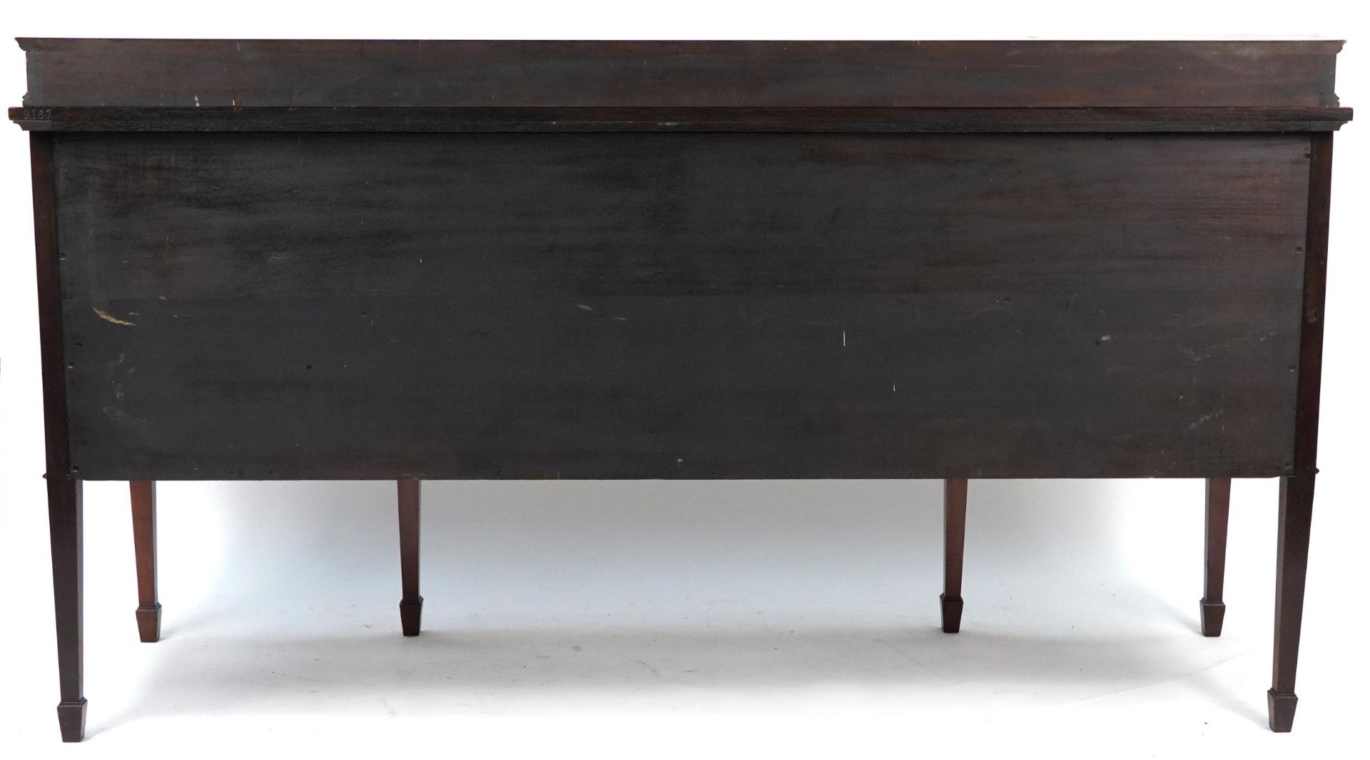 Inlaid mahogany serpentine front sideboard with tambour doors, cupboard doors and drawers raised - Bild 3 aus 4
