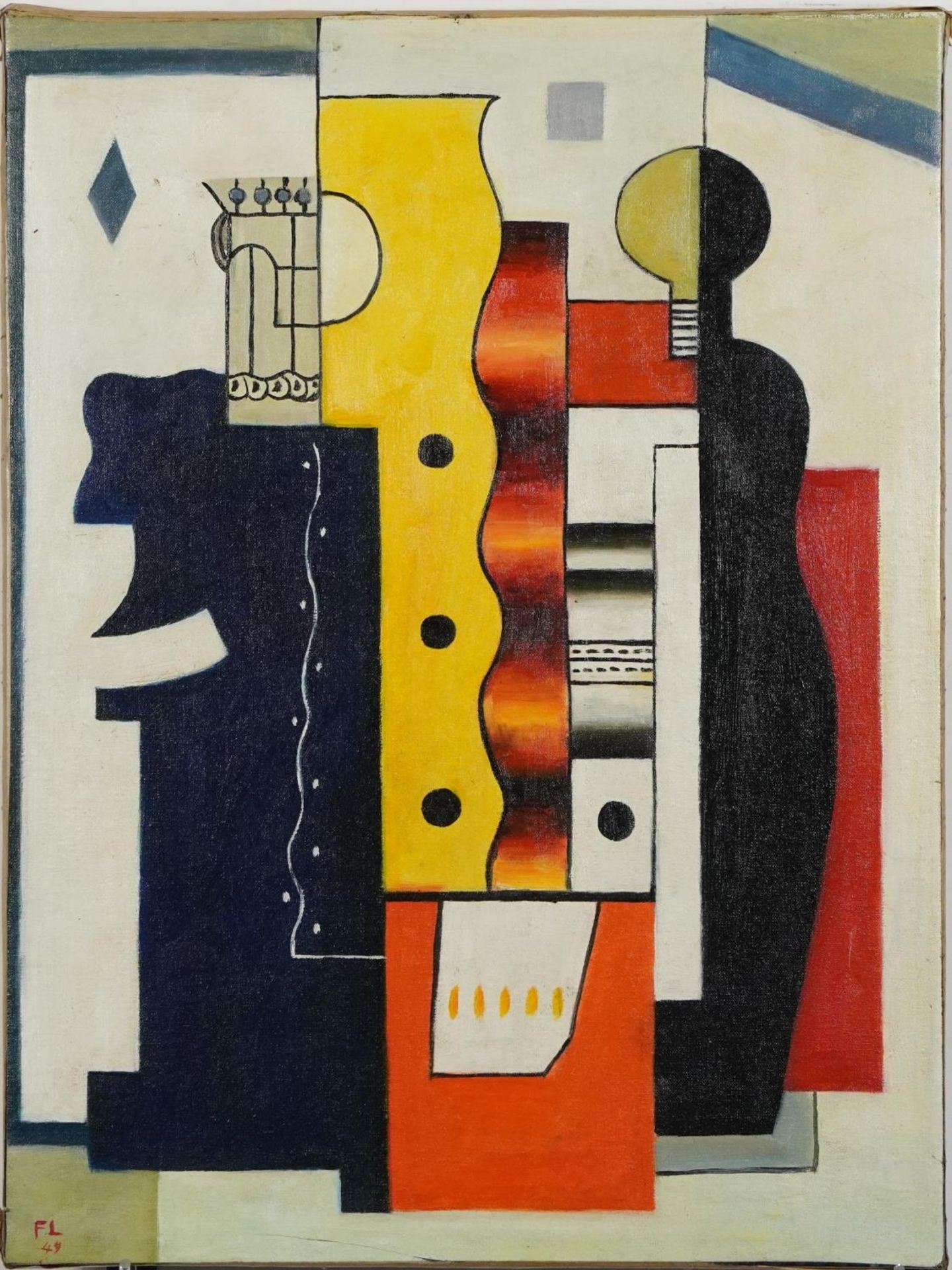 Manner of Fernand Leger - Surreal composition with figures, French school oil on canvas, unframed, - Image 2 of 4