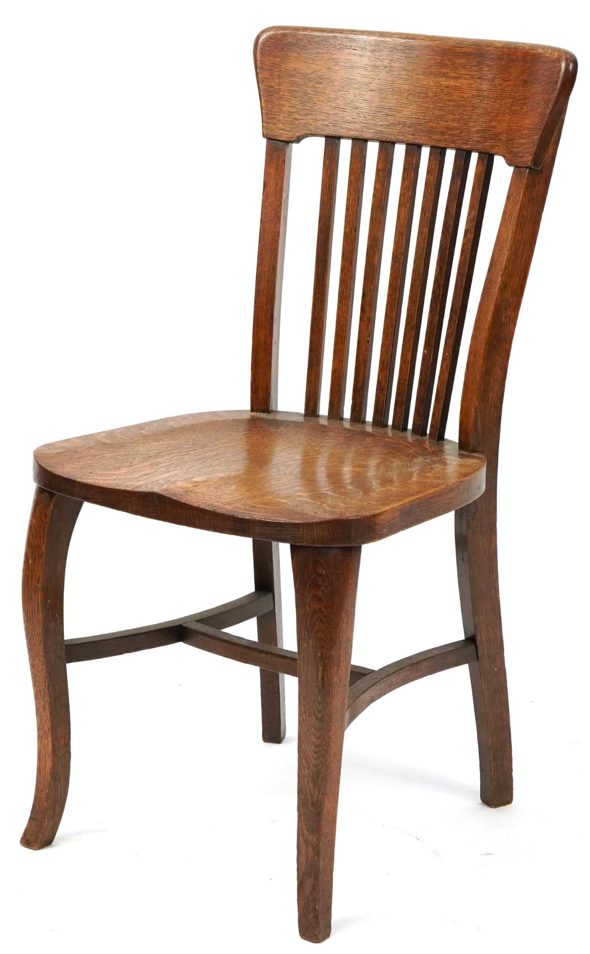 Antique oak chair with H stretcher, 90cm high