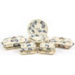 Doulton Lambeth, Doulton Spray aesthetic dinnerware including four tureens and plates, the largest